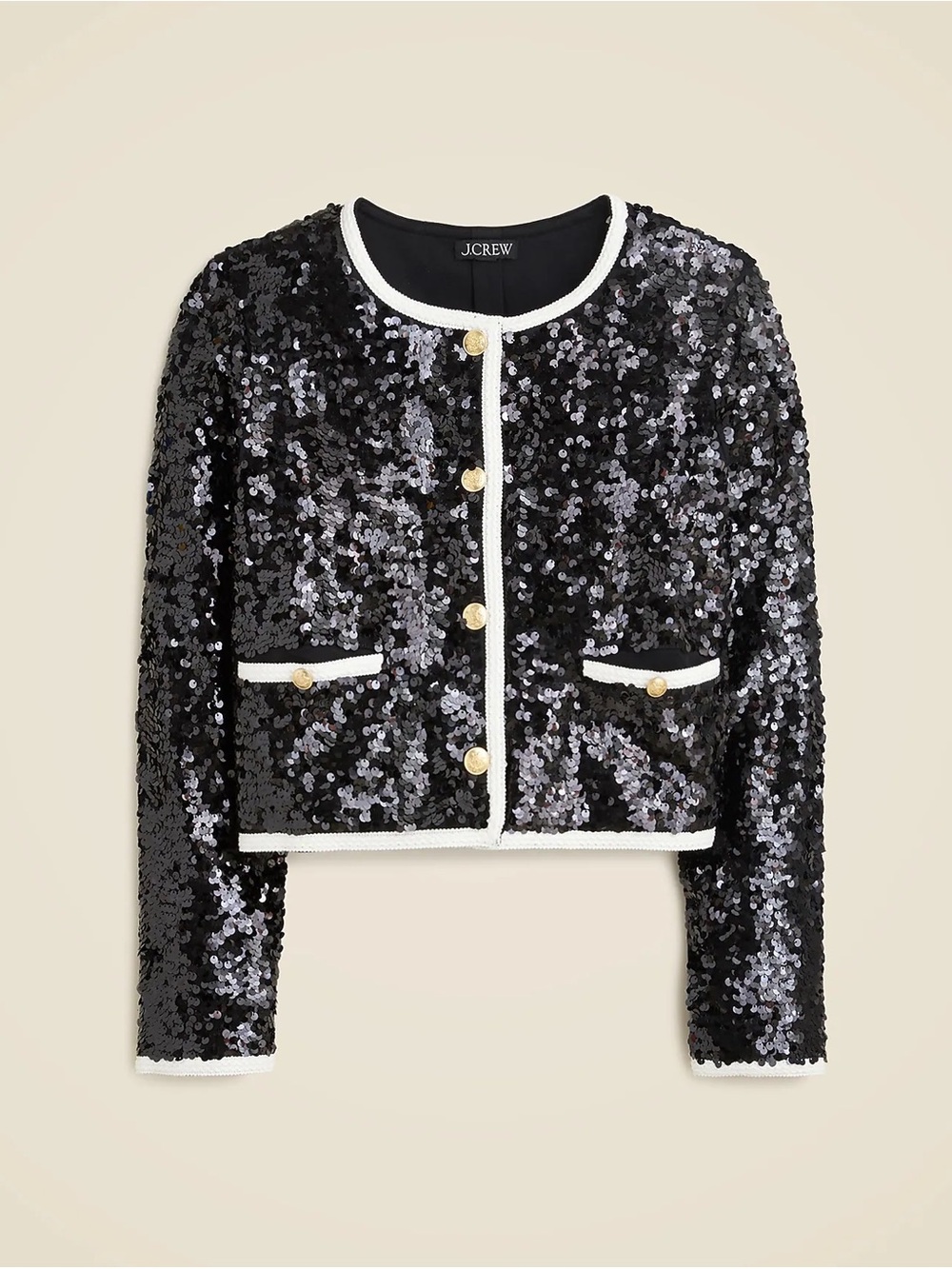 J. Crew Black Sequin Mariner Cropped Jacket - Picture 4 of 8